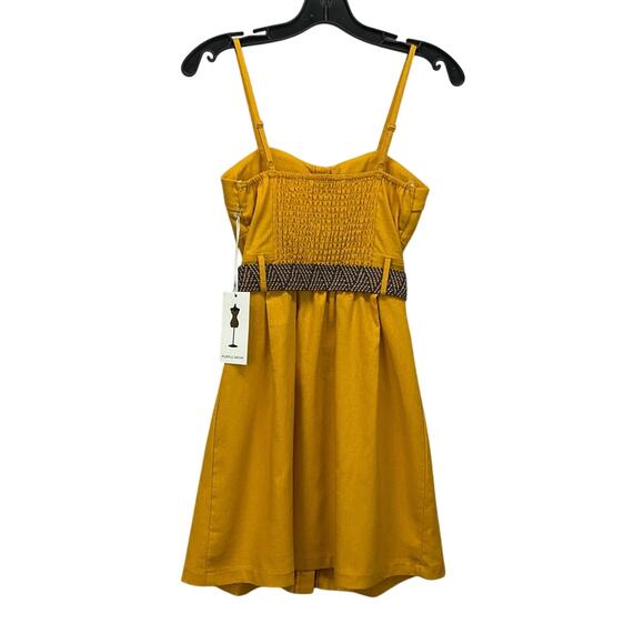 Purple Snow Sun Dress Womens Size S Mustard Yellow Corset Style Button Up Belted - Picture 10 of 10